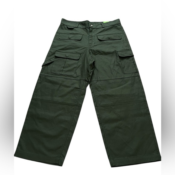 Cash by Cash App Cargo Pants 32 Green Wide Leg Utility Workwear Streetwear - Picture 1 of 10